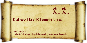 Kubovits Klementina névjegykártya